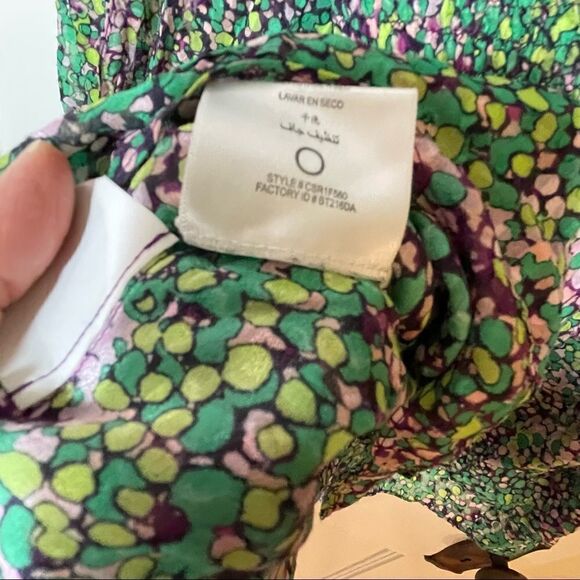 BCBGMaxAzria Split Sleeve Stunning Green Purple Watercolor Silk Tunic XS - Picture 7 of 16